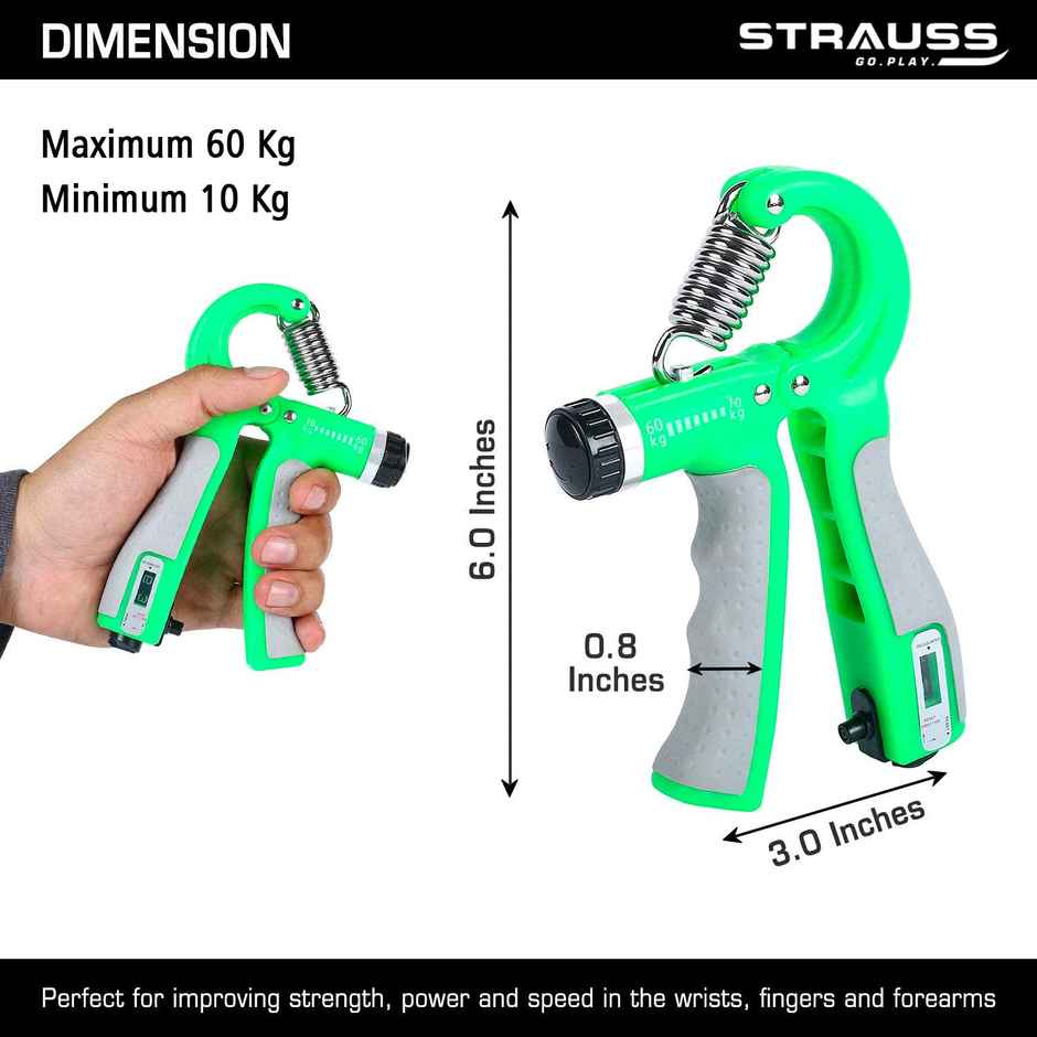 Strauss Adjustable Hand Grip with counter, Green