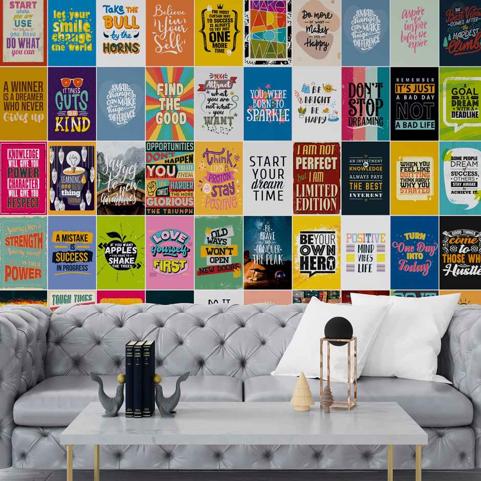 Paper Plane Design Motivational Wall Posters Collage | Set of 120 | (4 Inch x 6 Inch) D1