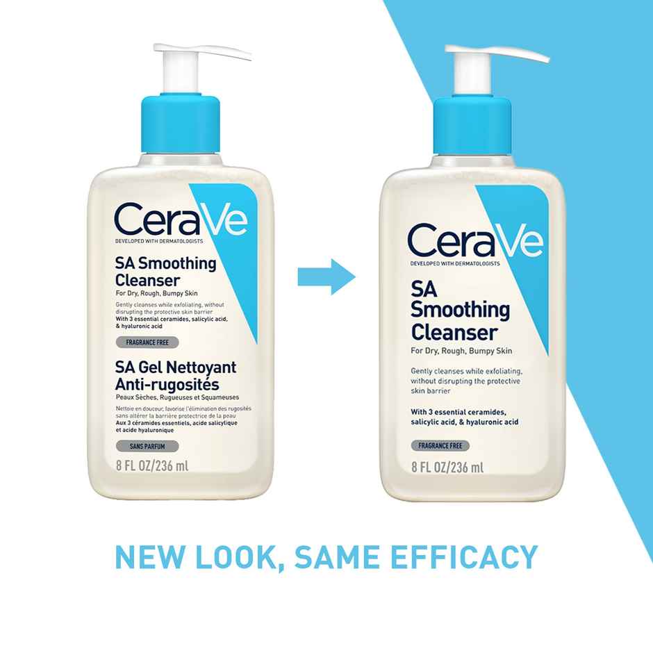 CeraVe Smoothing Cleanser | Dry, Rough & Bumpy Skin | Face Wash With Salicylic Acid & Ceramides