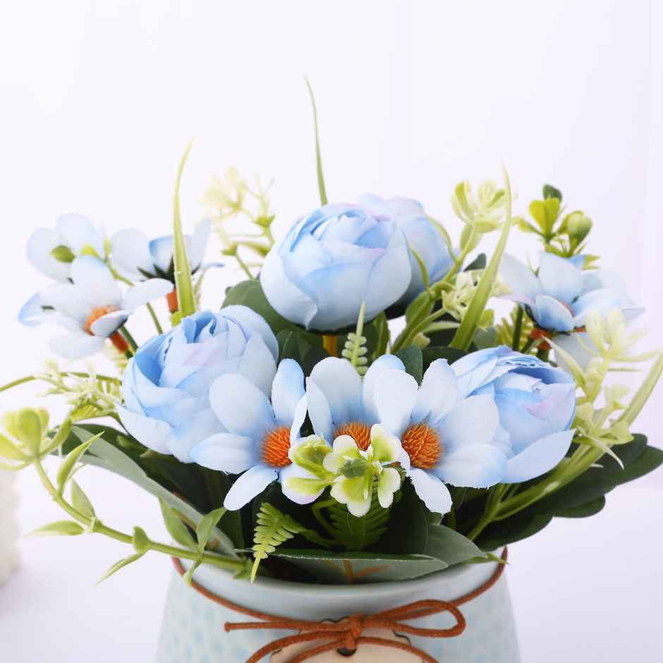 TIED RIBBONS Rose Artificial Plant with Pot | Blue