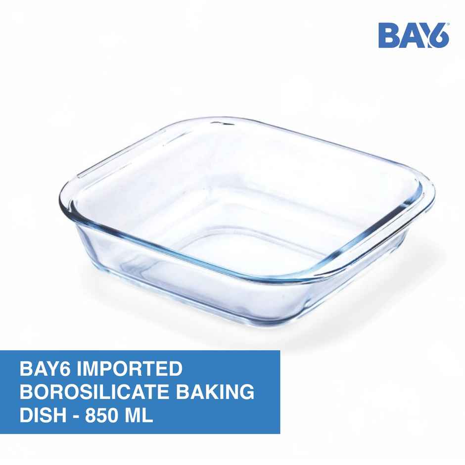 BAY6 Premium Imported Borosilicate Baking Dish Square - 850 ml