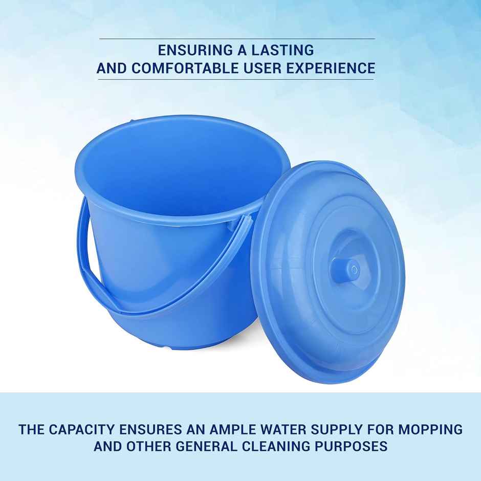 Kuber Industries Plastic Bucket for Cleaning & Storage|Plain Bucket|5 L|Pack of 2|Blue