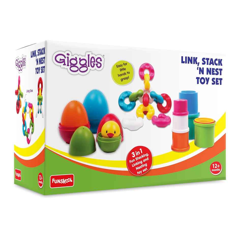 Giggles Funskool Link Stack N Nest Toy Set | Encourages Learning & Development | 12 Months +