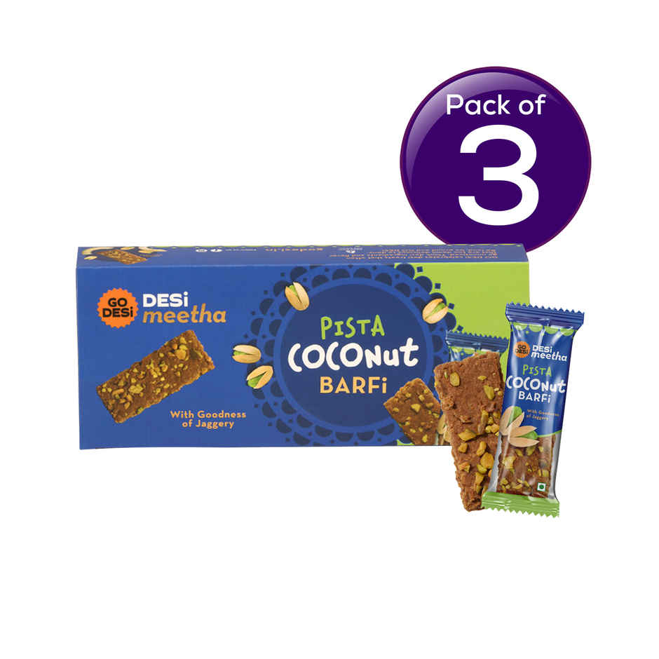 Pista Coconut Barfi, 8 Pcs | Burfi | Sweets | By GO DESi Combo