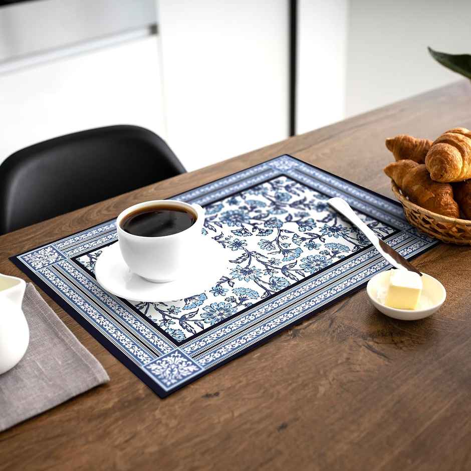Encasa Xo Cotton Placemat Indigo-02 46X32 Cm, Pack Of 6