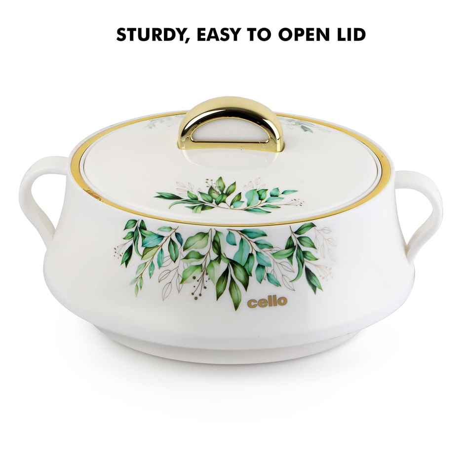 Cello Midas Inner Steel Insulated Casserole | White - 1500 ml