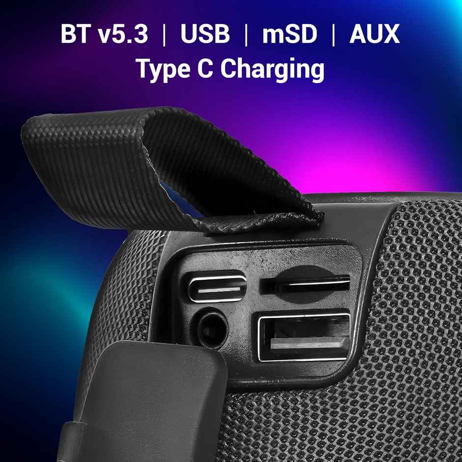 Zebronics Sonic Pod 20 10W Bt Speaker, 15 Hr Playback, Rgb Led, Tws, Usb/Msd/Aux, Black