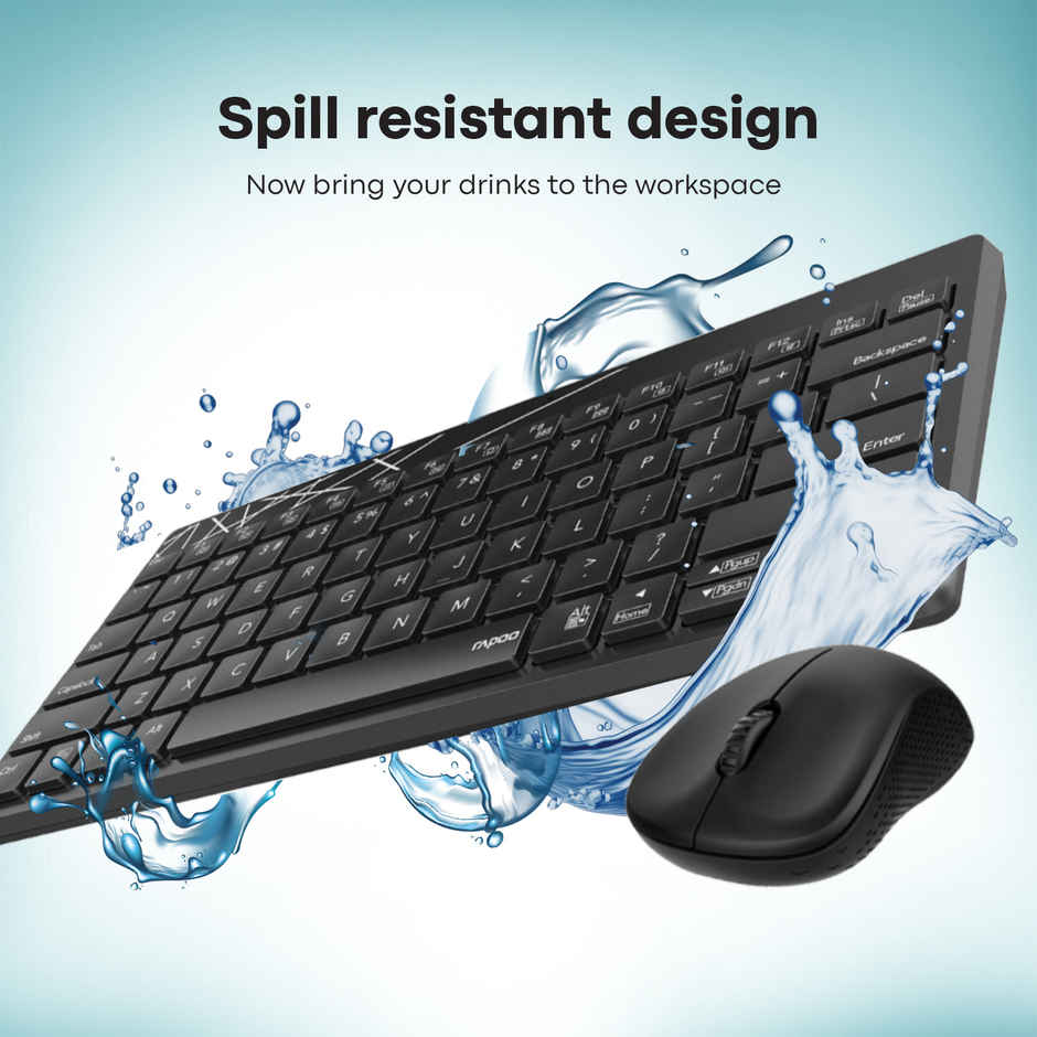 Rapoo 8000s Compact Wireless Keyboard and Mouse Combo | 30 ft Range | Made for Windows and Mac