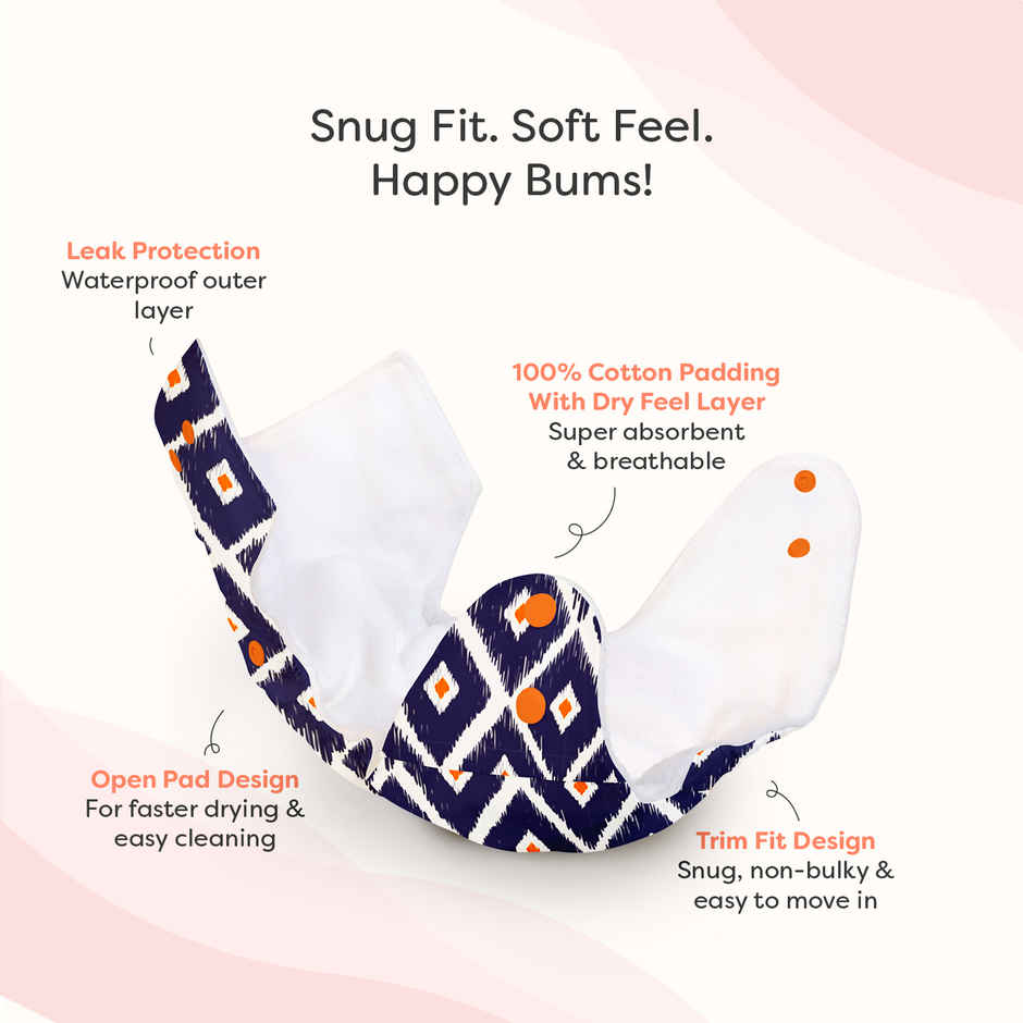 SuperBottoms Pack of 2 100% Cotton Reusable Cloth Diaper (3 Months to 3 Years) Washable & Rashfree