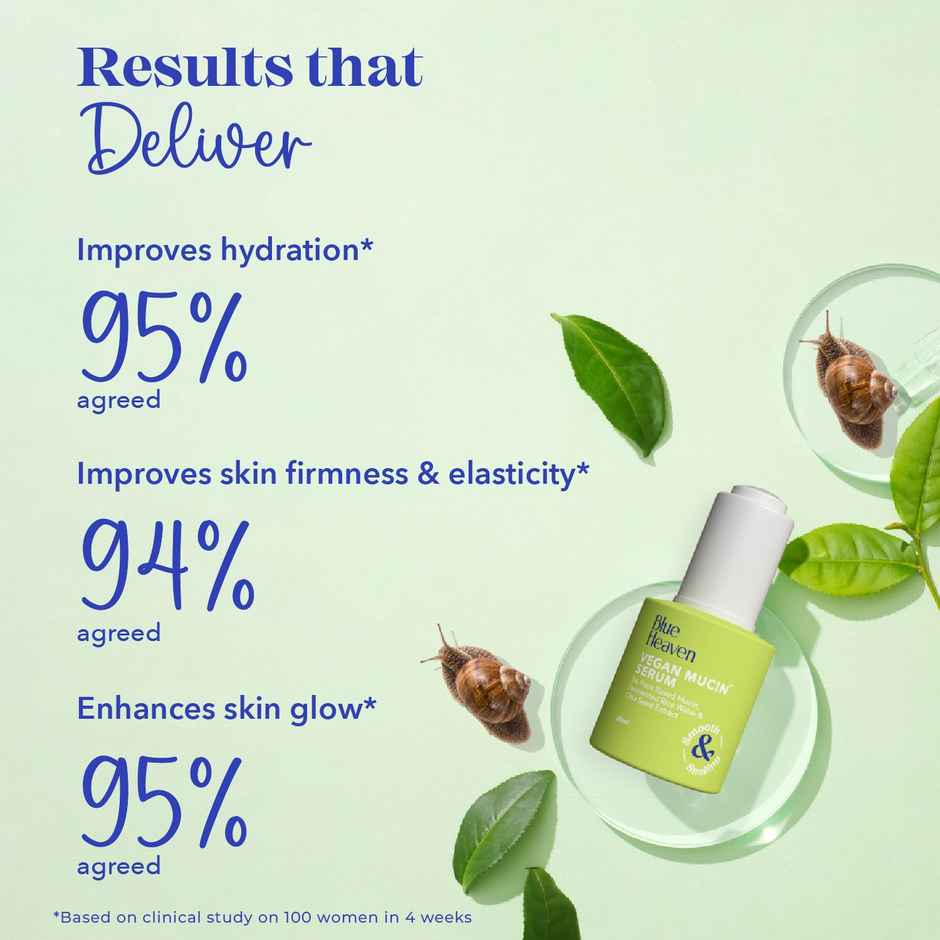 Blue Heaven Vegan Mucin Face Infused with 3% Plant Based Mucin Face Serum for Women