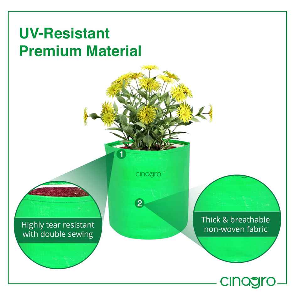 Cinagro Gardening Grow Bags - 360 GSM| 15 x 15 cm | UV-Resistant | Biodegradable, 3-Pack