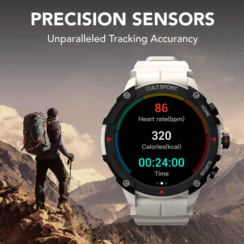 Cultsport Ranger XR 1.43" AMOLED Display Outdoor Rugged Smartwatch, AOD, BT Calling (White)