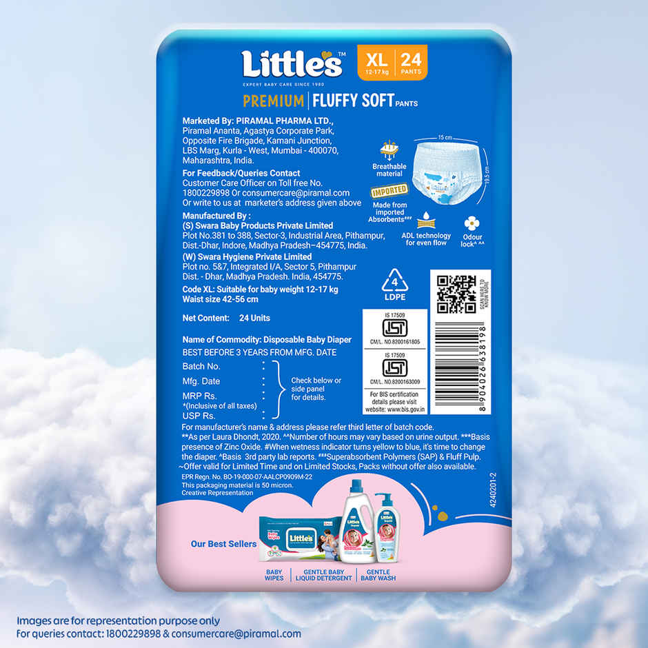 Littles Expert Baby Care Comfy Baby Diapers | Pant Style | XL | 24 pcs