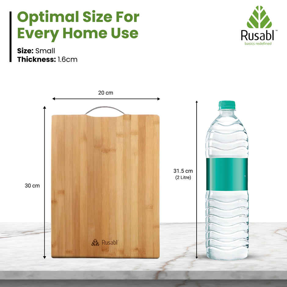 Rusabl Bamboo Chopping Board - BPA Free, Eco-Friendly, Anti-Microbial | Small - 30 x 20 cm