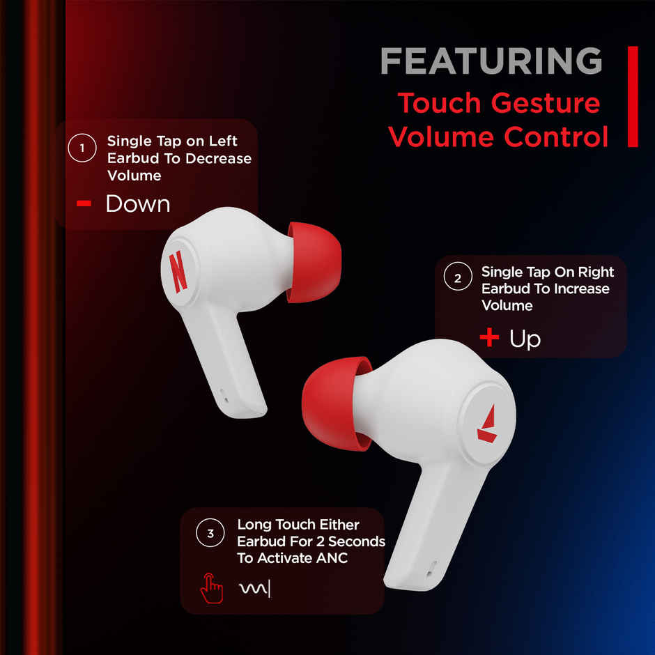 boAt Airdopes 411 ANC TWS Earbuds with Active Noise Cancellation | Upto 17.5 Hours Playback | White