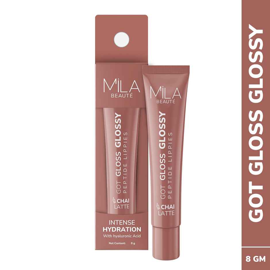 Mila Beaute Peptide Infused Lip Gloss | Hyaluronic Acid & Vitamin E | Non-Sticky | Chai Latte