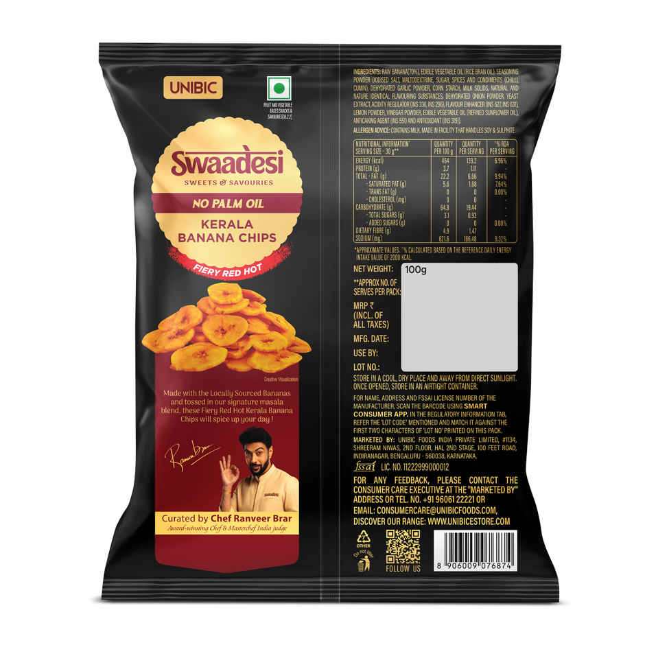UNIBIC Kerala Banana Chips Fiery Hot | No Palm Oil