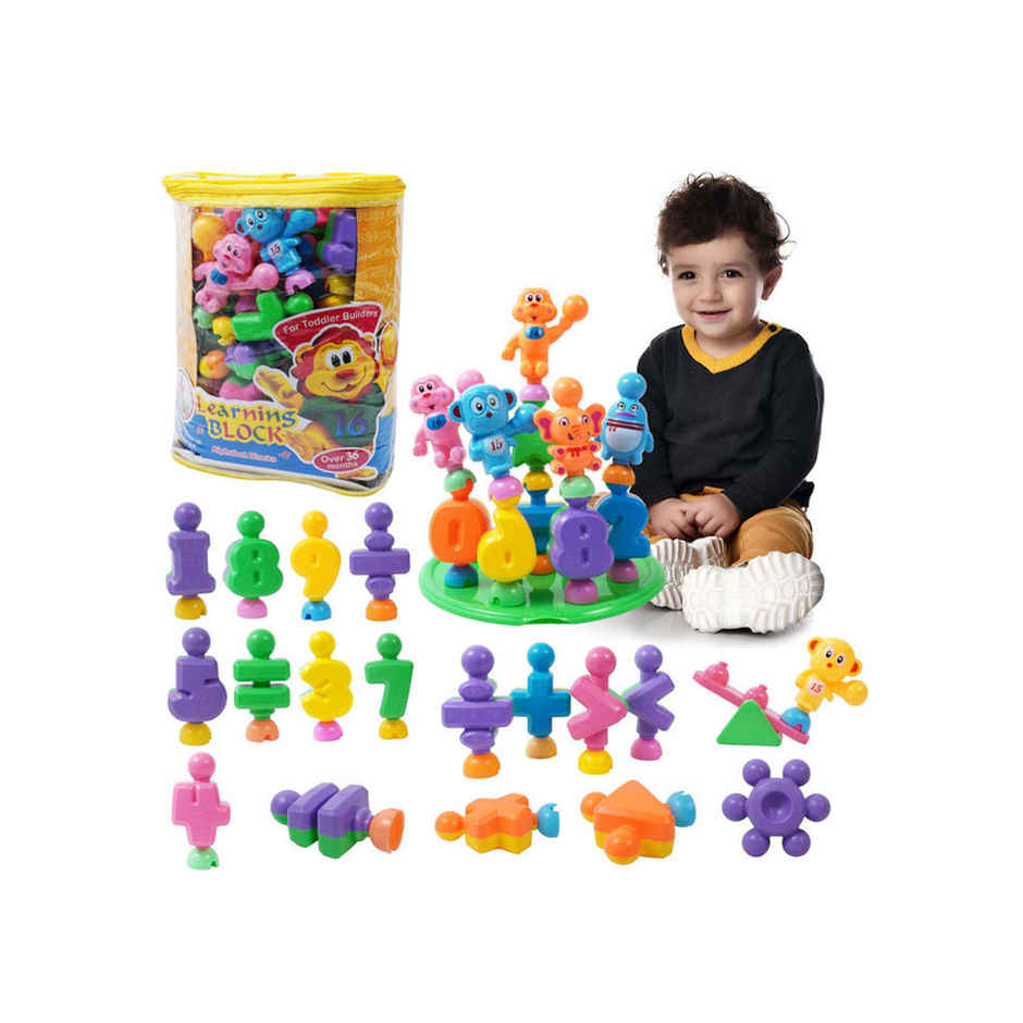 Toyshine 28 Pc Diy Alphabet Learning Blocks With Baseplate And Cartoon Figures