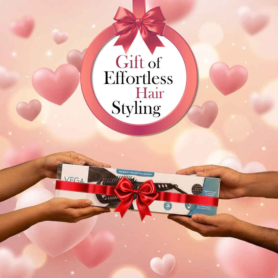 Vega Black Shine Hair Straightener Brush for Women, Straight in Min, (VHSB-04)