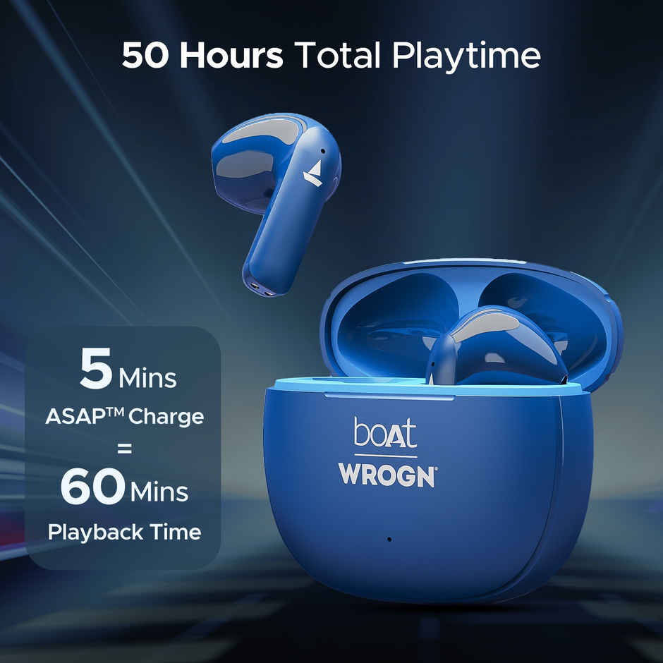 boAt Airdopes 118 Tws Earbuds W/ 50 Hrs Playback, Quad Mics Enx Tech & Beast Mode (Sapphire Blue)