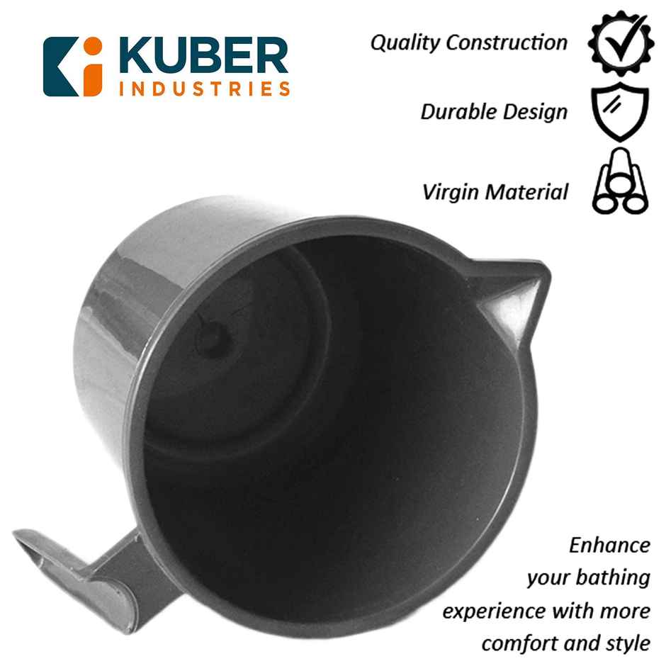 Kuber Industries Plastic Lightweight | Unbreakable Bathroom Mug 1.5 litre (Grey | Pack of 2)