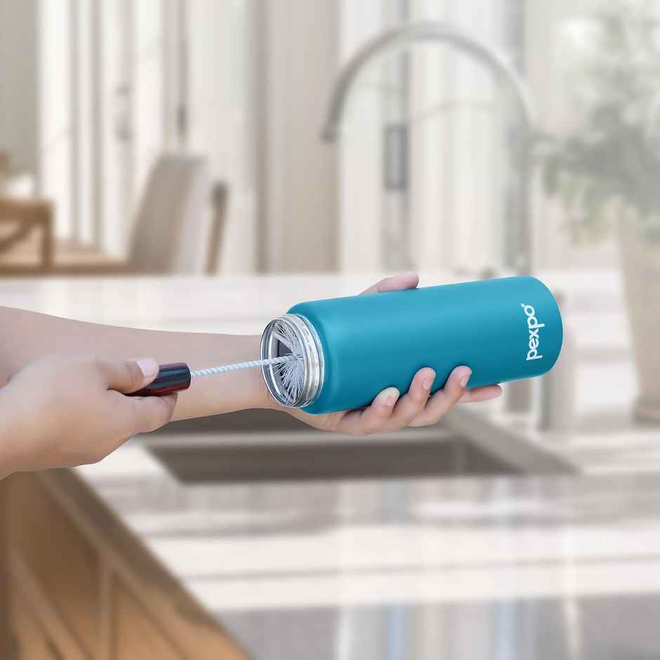 Pexpo Arctic Stainless Steel Sports | Fridge Water Bottle with Flip Top Cap | Turquoise Blue