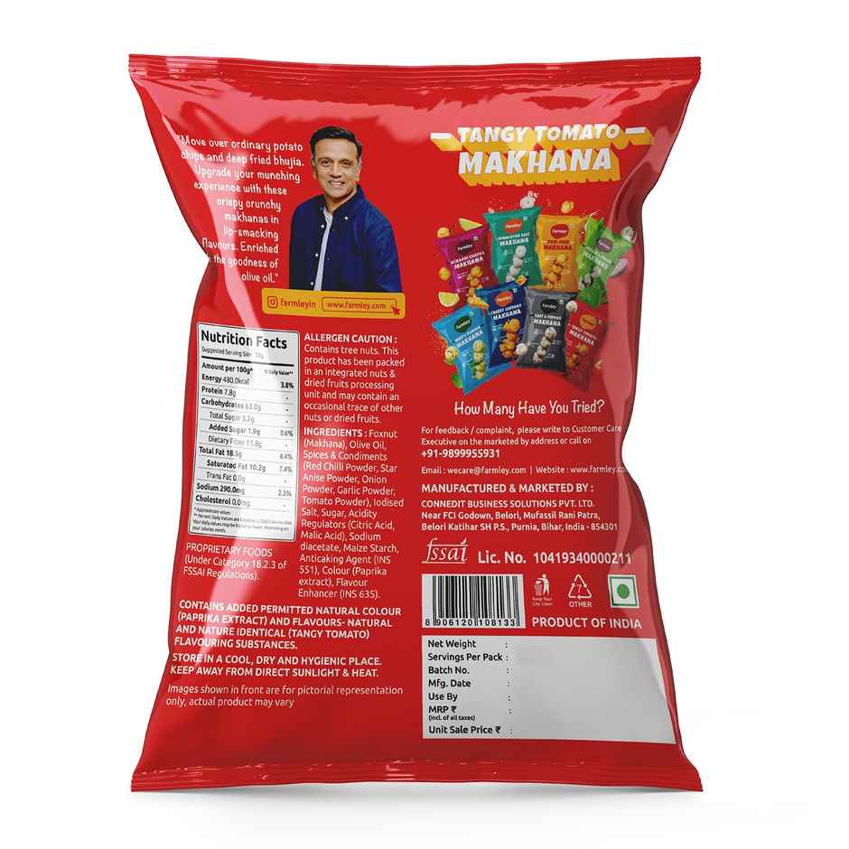 Farmley Tangy Tomato Makhana Roasted In Olive Oil Healthy Snacks