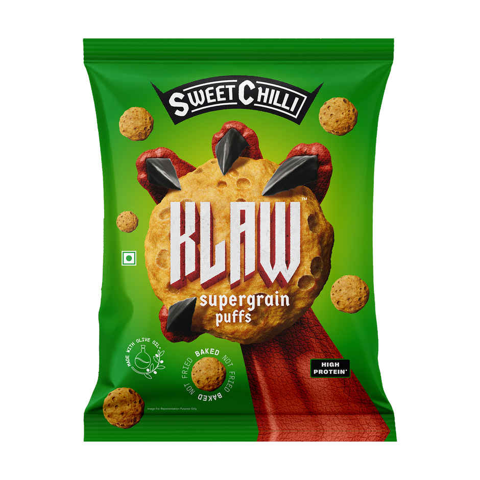 Klaw Sweet Chilli Supergrain Puffs | Baked Not Fried | High Protein | Made with Olive Oil
