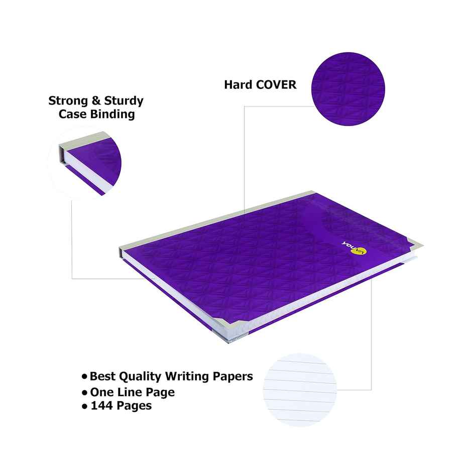 Navneet Youva | Case Bound | My Notes | 21x33 cm | Single Line | 144 Pages | Assorted