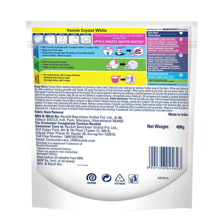 Vanish WHite Detergent Powder | Chlorine Bleach Free