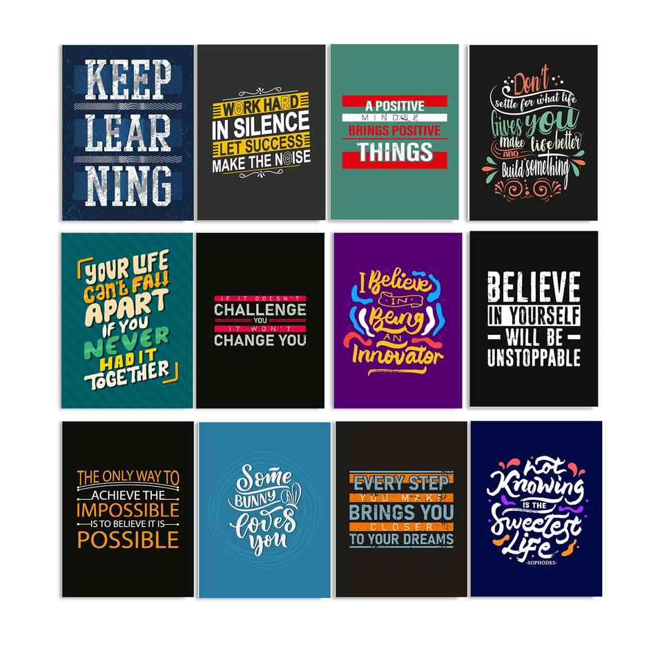 Paper Plane Design Motivational Wall Posters | Set of 12 | (29 cm x 21 cm) D39