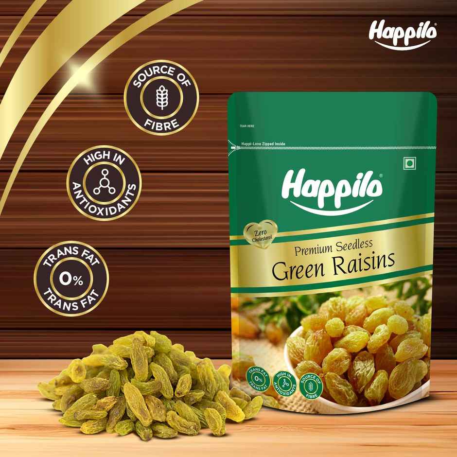 Happilo Premium Seedless Green Raisin | Kishmish | Dry Fruits