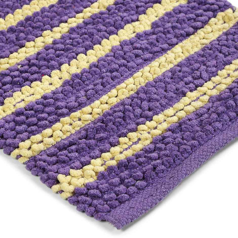 Status Cotton Anti- Skid Stripe Mat | 38 x 58 cm | Lavender