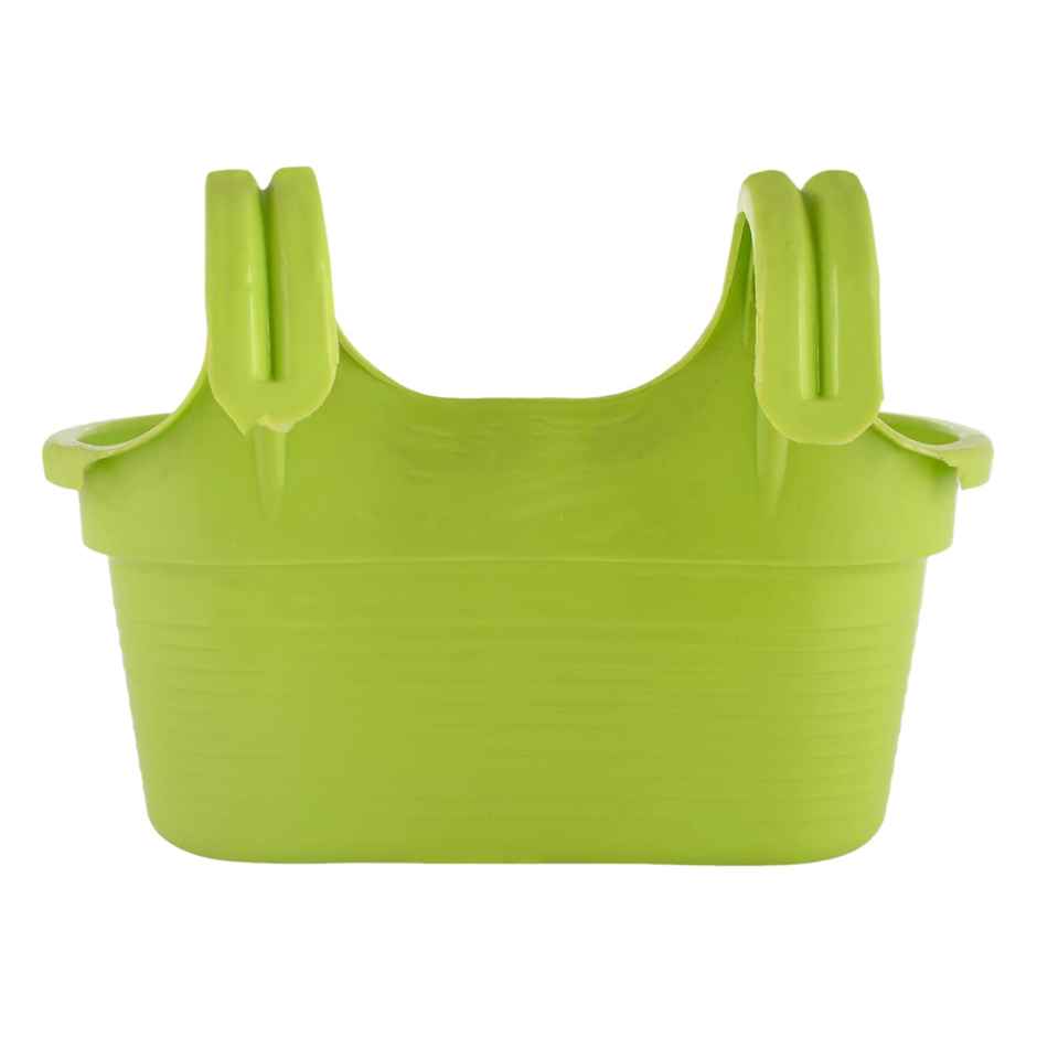 Kuber Industries Double Hook Plastic Hanging Flower Pot for Home & Garden|12 Inch|Green