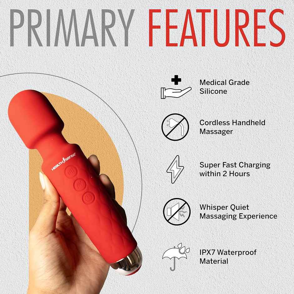 Healthsense Cordless Full Body Massager , 8 Speeds, 20 Modes & 1 Year Warranty - Magic-Vibe Hm 260