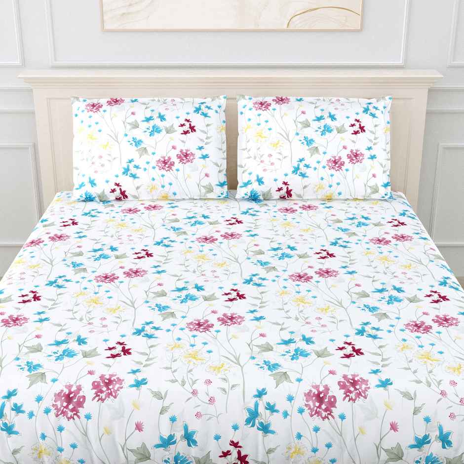 Haus & Kinder Floral Favor King Bedsheet - 100% Cotton (270 x 270cm)