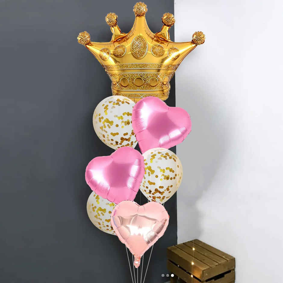 Romantic Decoration Combo With Pink Heart Foil Balloons | Party Propz