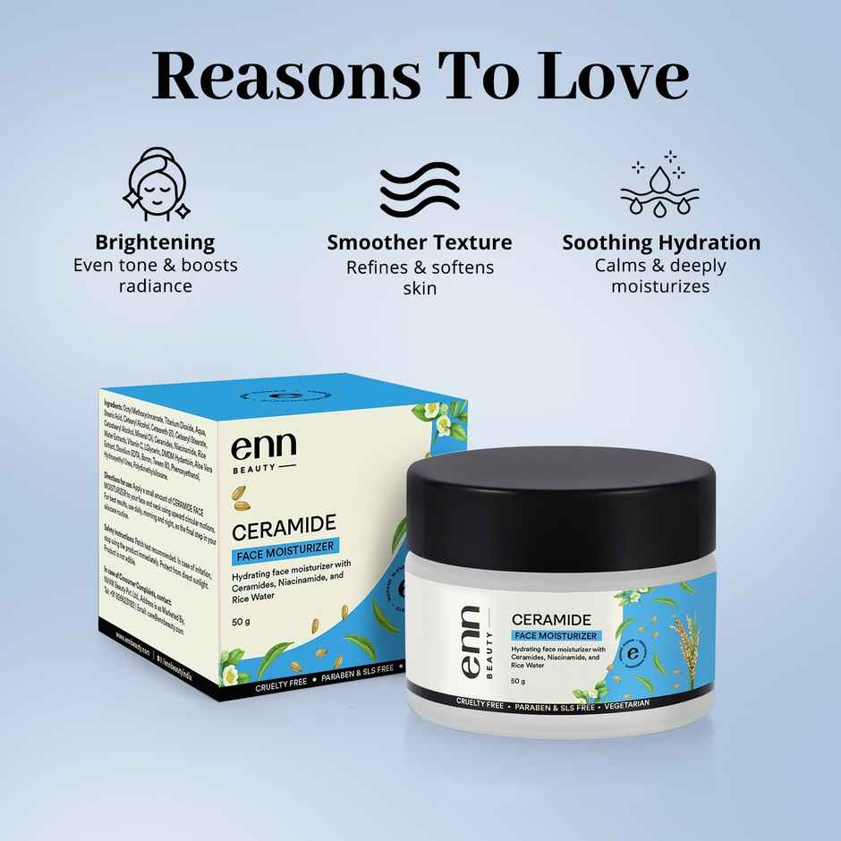 ENN Beauty Ceramide Face Moisturizer with Niacinamide & Rice Water | Deep Hydration