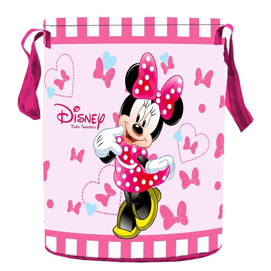 Kuber Industries Non Woven 45 L Disney Print Round Laundry Bag/Bin|(Pink)