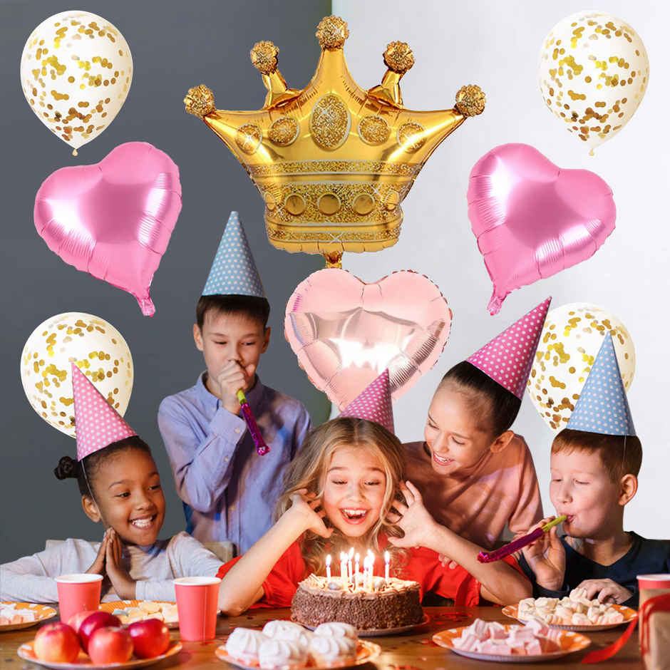 Romantic Decoration Combo With Pink Heart Foil Balloons | Party Propz