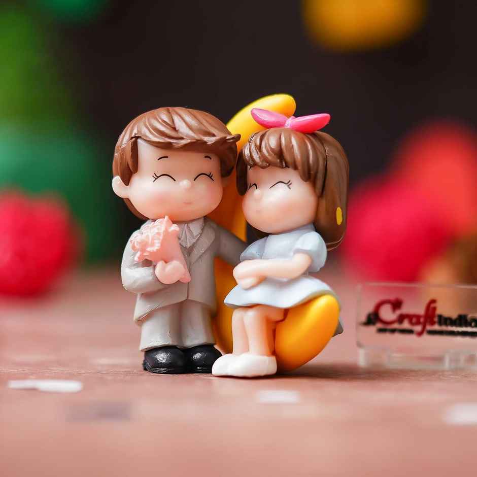 ecraftindia Romantic Moon Couple Showpiece