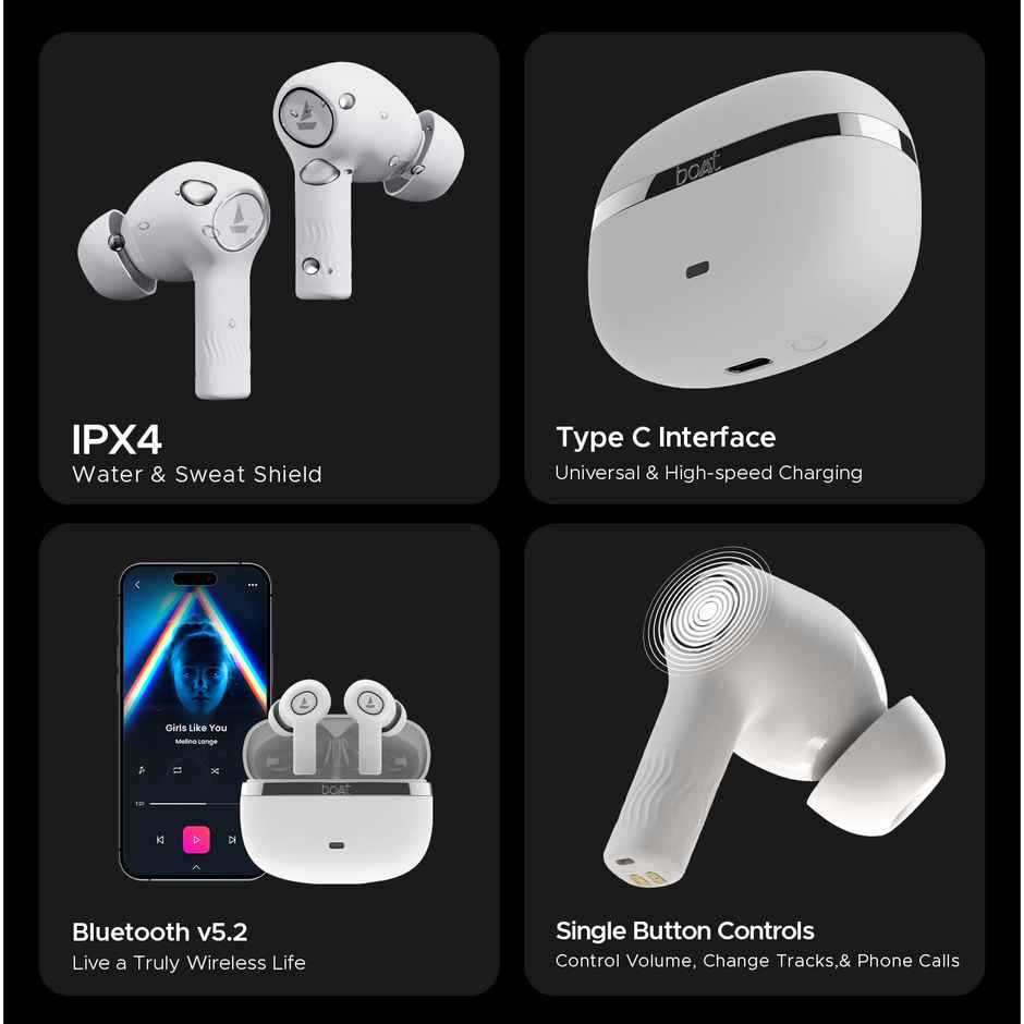 boAt Nirvana Ion TWS Earbuds with mic, 120HRS Battery, Crystal Bionic Sound w/Dual EQ Modes, 4Mics ENx, App Support, Low Latency, IPX4, v.5.2 Bluetooth - Ivory White