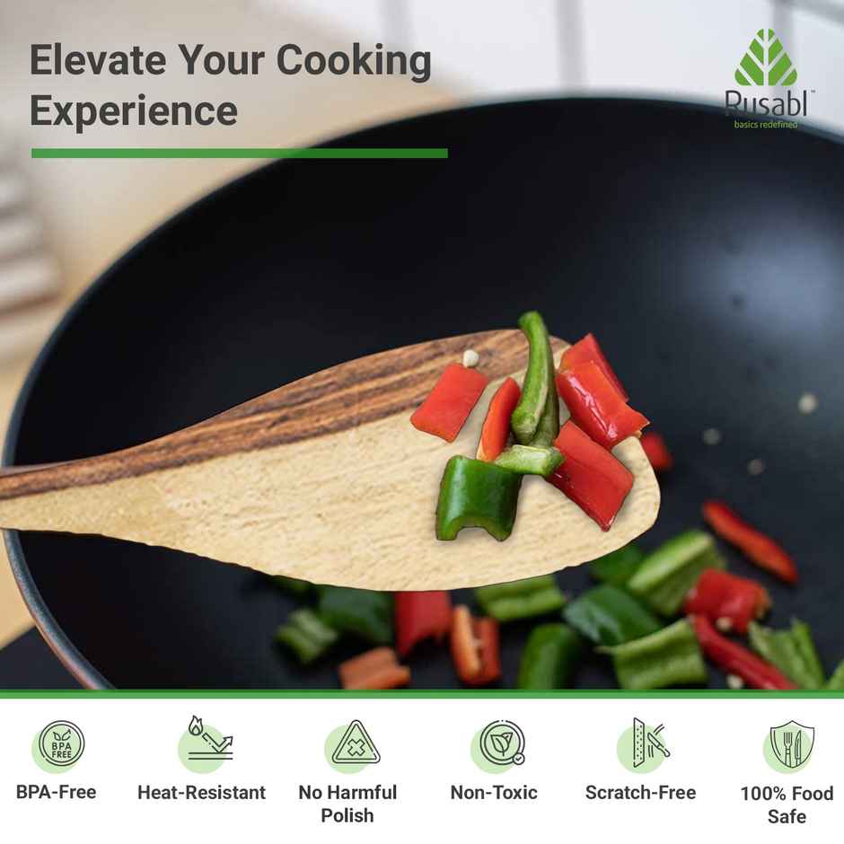Rusabl Pure Sheesham and Wooden Spatulas for Cooking, Non-Stick, Heat Resistant