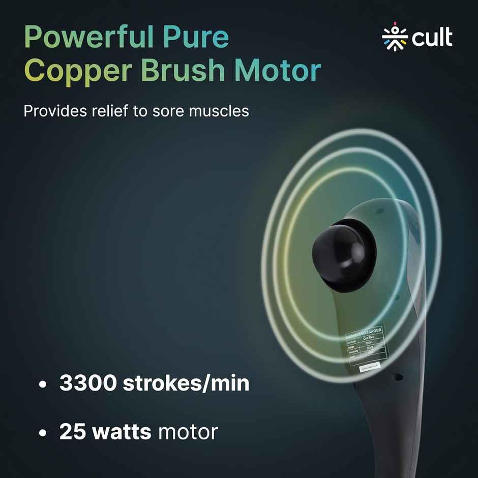 Cult Flex Plus Corded Electric Handheld Full Body Massager, 4 Changeable Heads, Adjustable Speeds