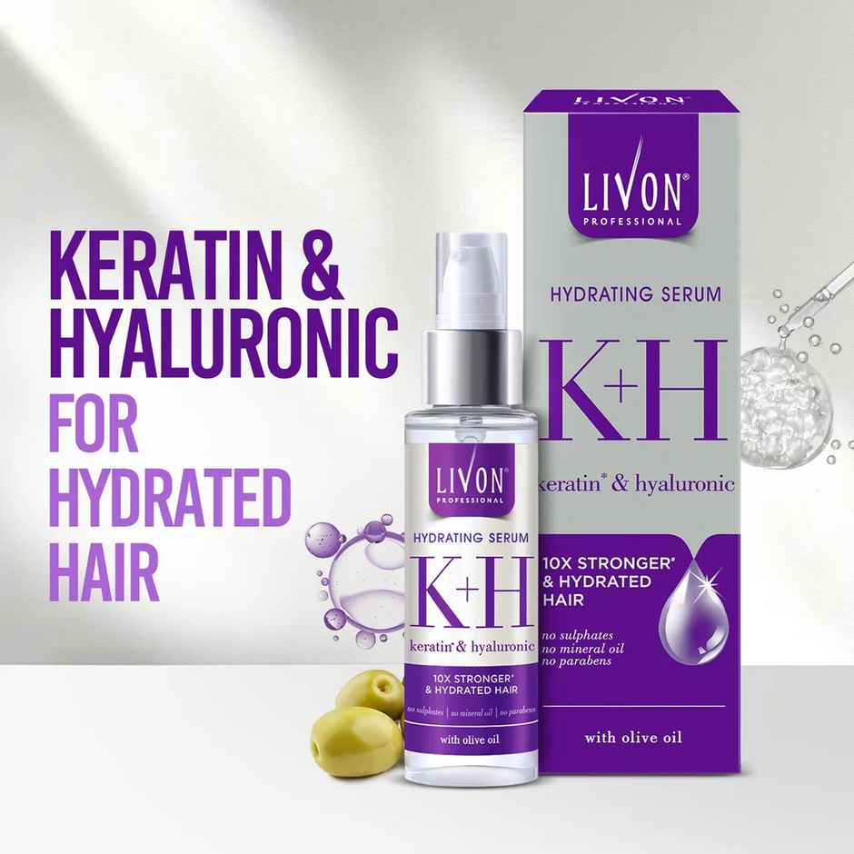 Livon Professional Hydrating Serum for Women & Men | With Keratin, Hyaluronic & Olive Oil