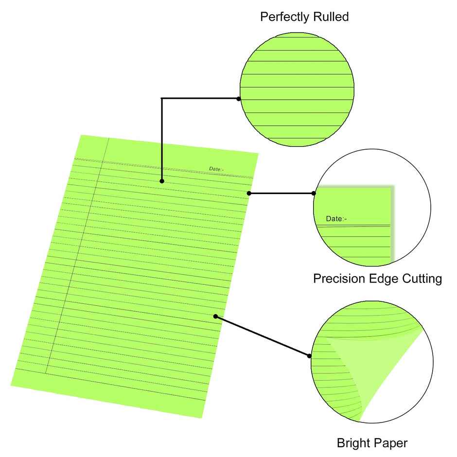 ABK A4 Bright Shades Ruled Paper