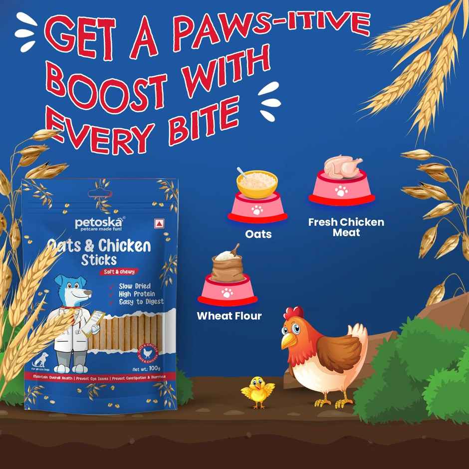Petoska Dog Treats Chicken Oats Sticks Combo