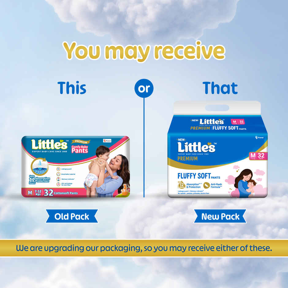 Littles Expert Baby Care Comfy Baby Diapers | Pant Style | M | 32 pcs