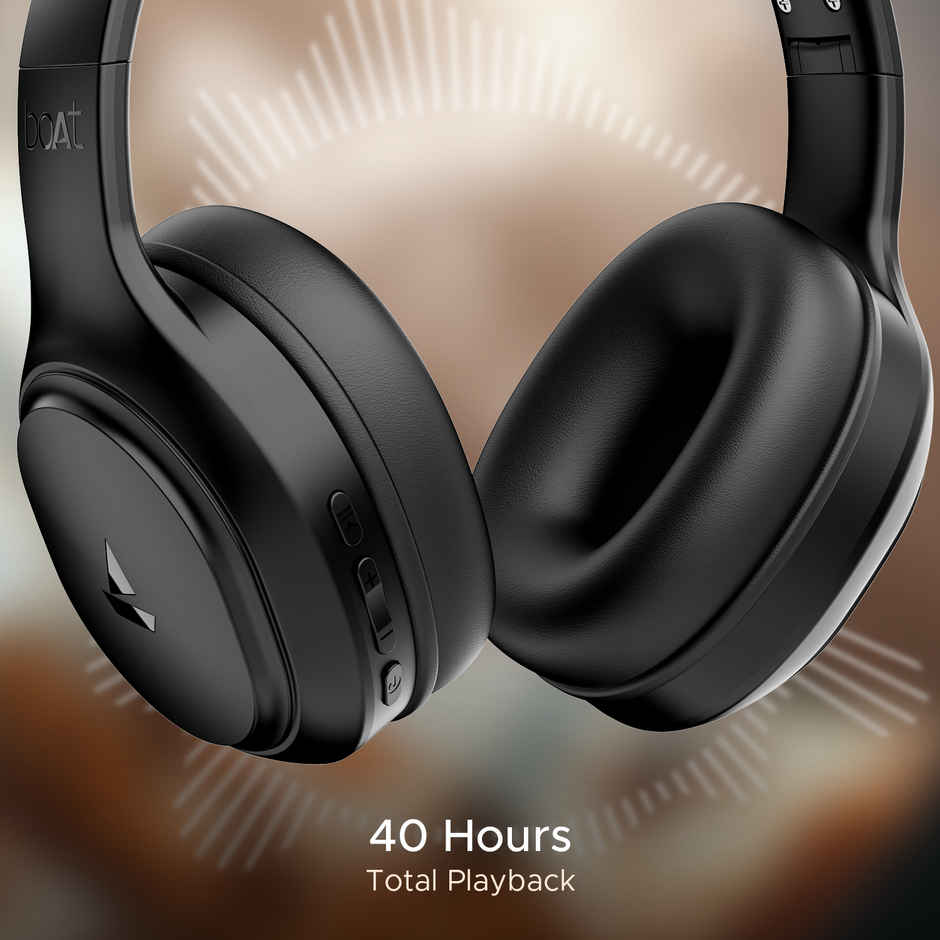 boAt Rockerz 430 BT Headphones w/ 40mm Drivers, 40H Playtime, Voice Assistant & BTv5.4 (Black Sabre)