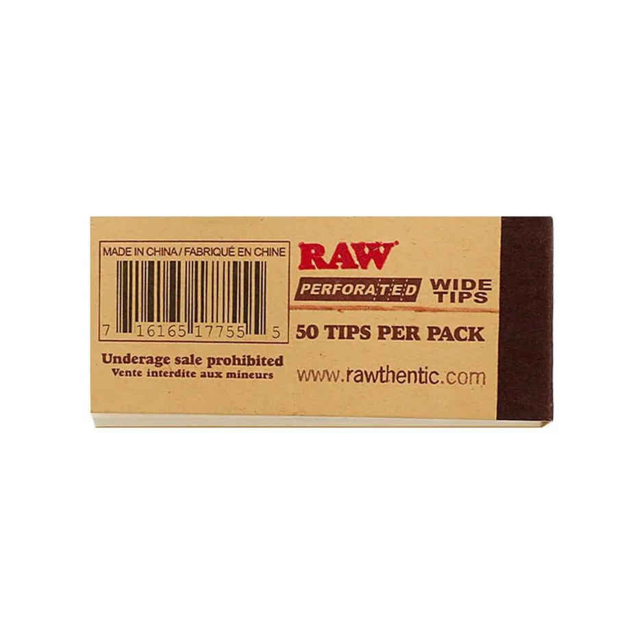 Raw Perforated Wide Tips/Roach Pad - 50 Leaves/Pack